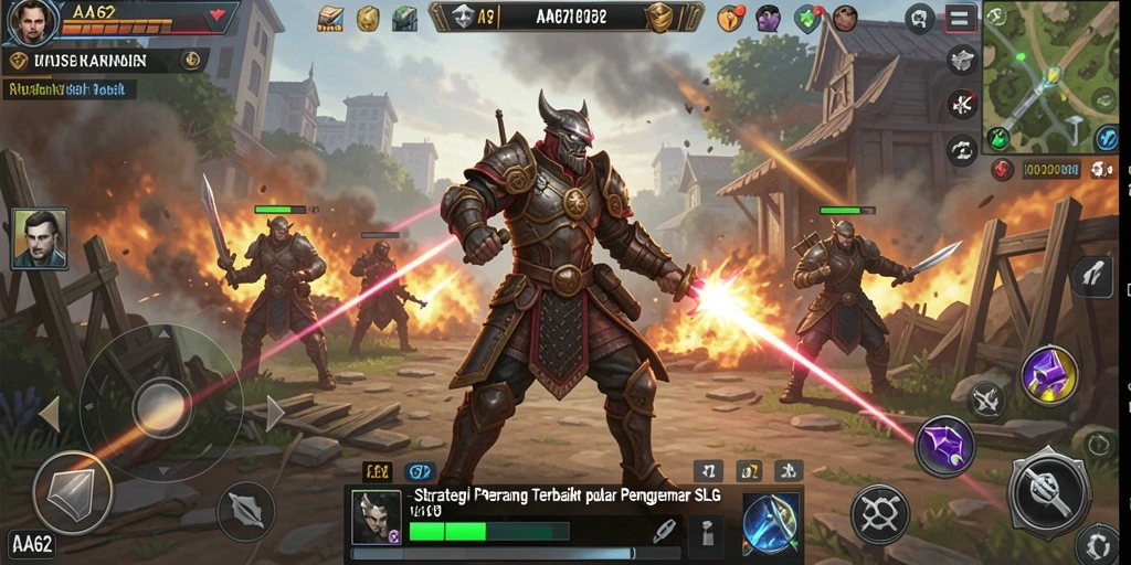 Tangkapan layar gameplay AA62 yang menampilkan aksi pertempuran strategis.