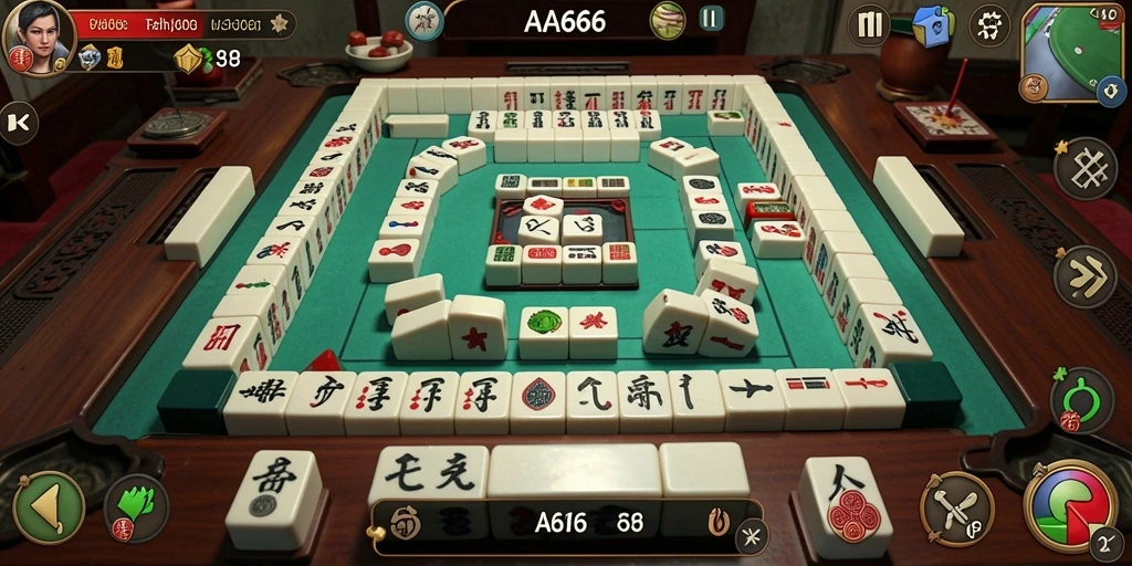 Tangkapan layar dari gameplay seru Mahjong di AA666.