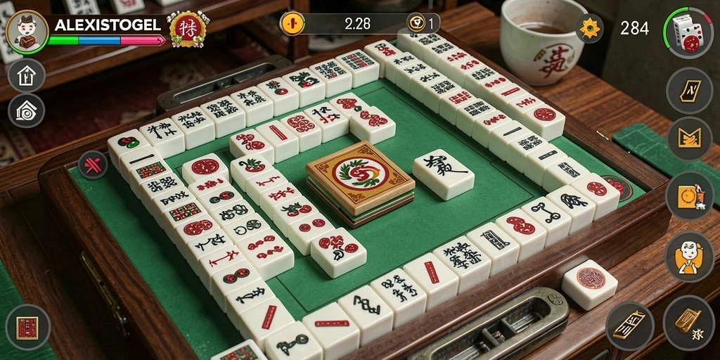 Tampilan menarik dari gameplay ALEXISTOGEL Mahjong yang dinamis.