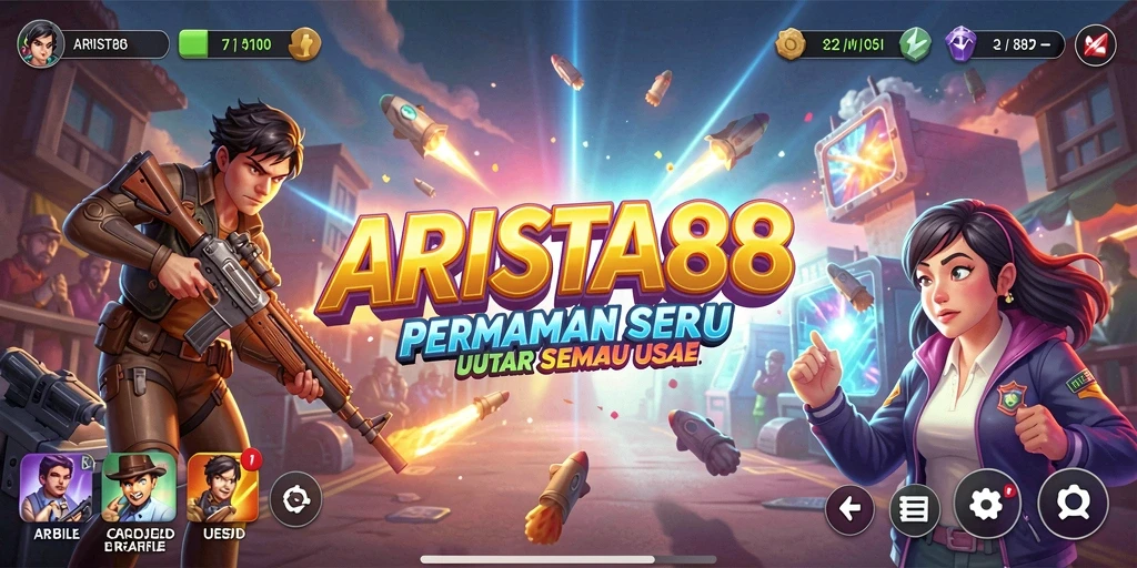 Screenshot utama ARISTA88 menampilkan keseruan gameplay Arcade yang dinamis.