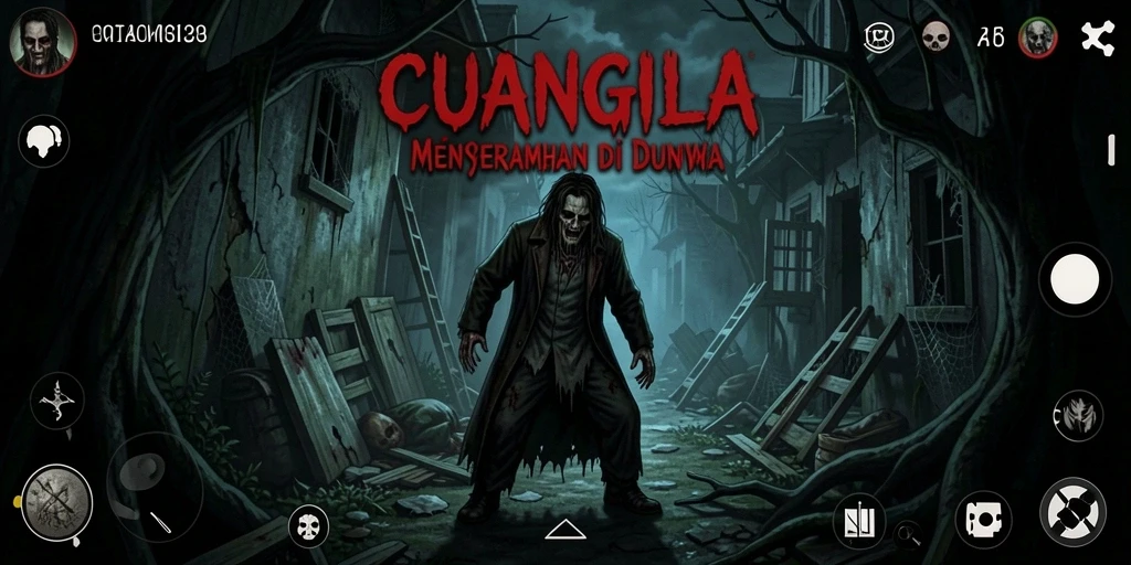 Screenshot gameplay CUANGILA yang menampilkan suasana horror yang mencekam.