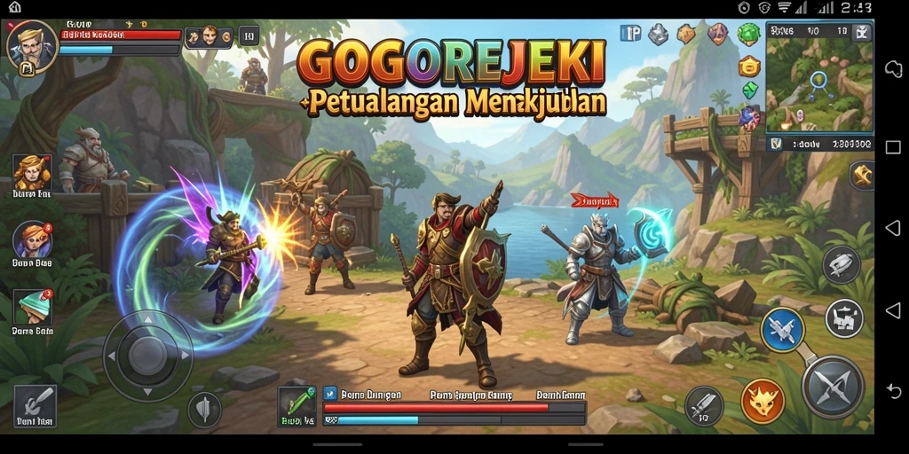 Gameplay seru di GOGOREJEKI menampilkan aksi pertarungan RPG.