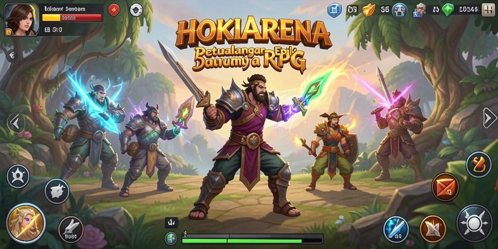 Gameplay HOKIARENA yang penuh aksi dan strategi RPG.