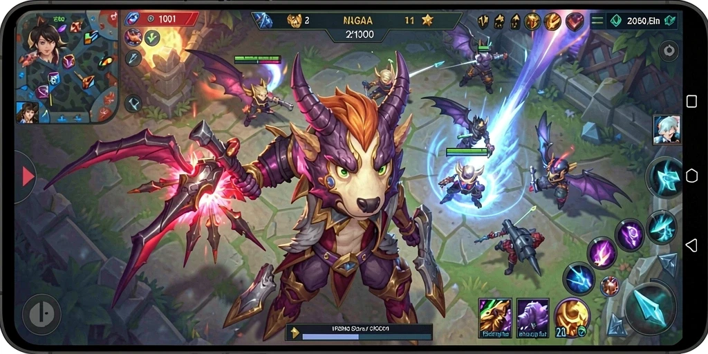 Gameplay NAGA1001 yang menegangkan dalam pertempuran MOBA.