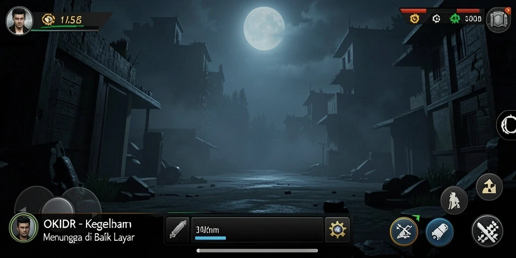 Screenshot gameplay menonjolkan suasana mencekam OKIDR.