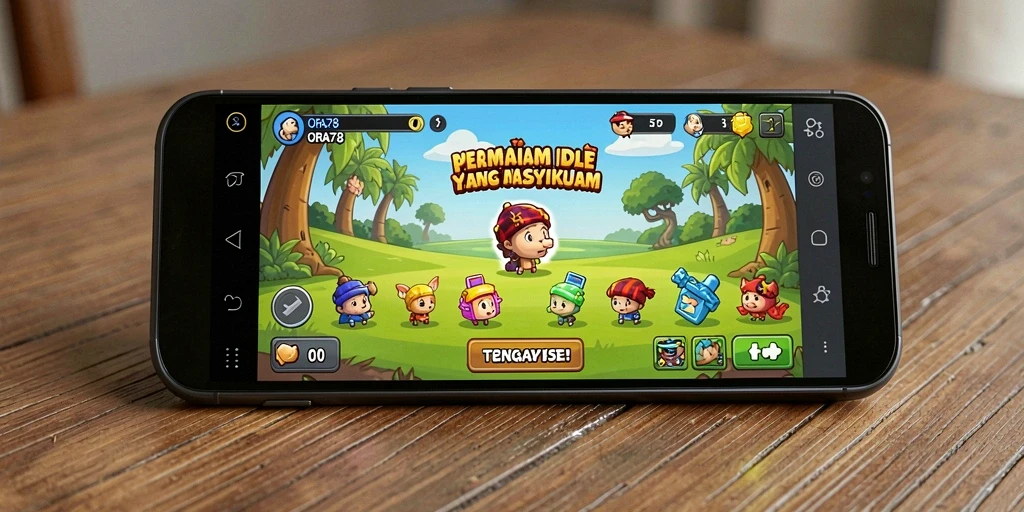 Tampilan gameplay ORA78 saat bermain Idle dengan grafis menarik.