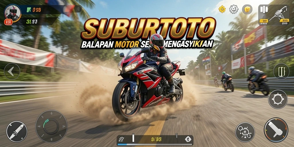 Tampilan gameplay balapan motor yang seru dan mendebarkan.